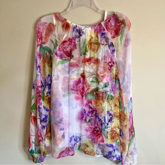 NEW Johnny Was Glinda Silk Peasant Blouse with Camisole Fionna Floral Size L - Picture 11 of 16